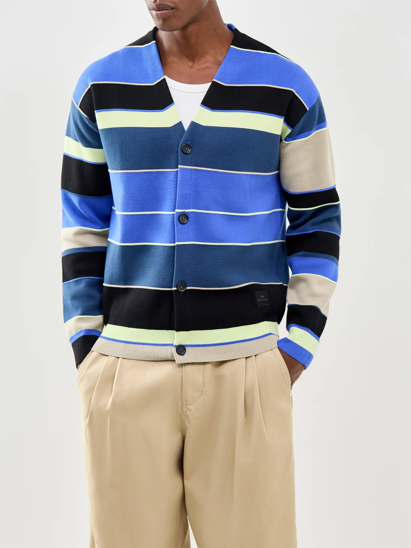 Striped Knitted Cardigan Blue - Image 4