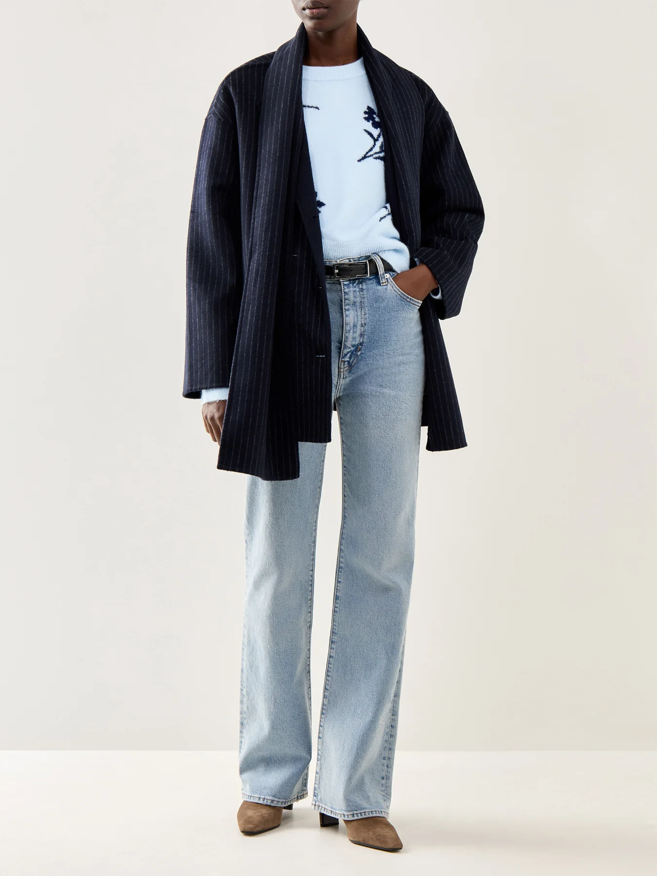Anise Floral Jacquard Jumper Blue - Image 2