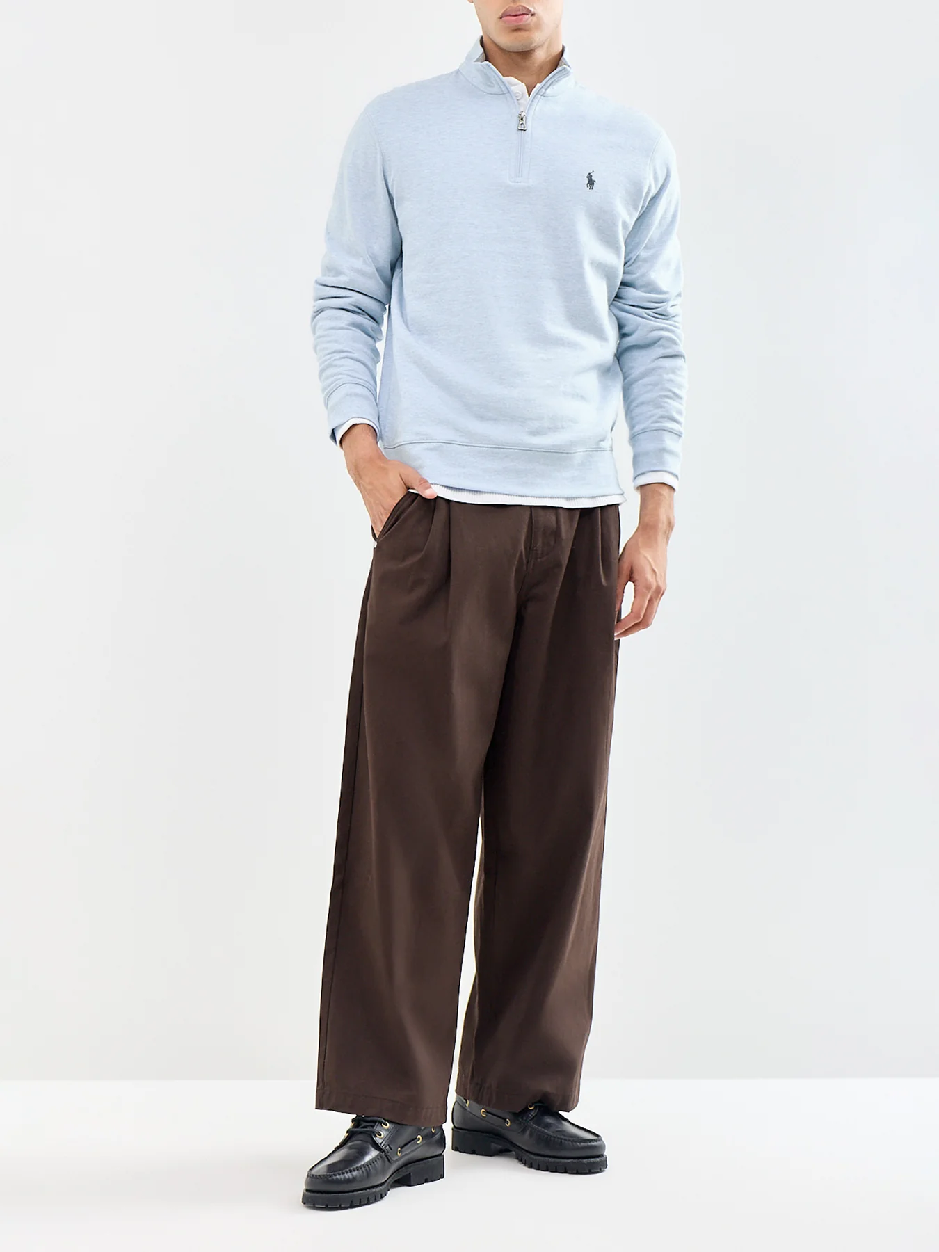 Double Knit Quarter Zip Sweatshirt Blue - Image 2