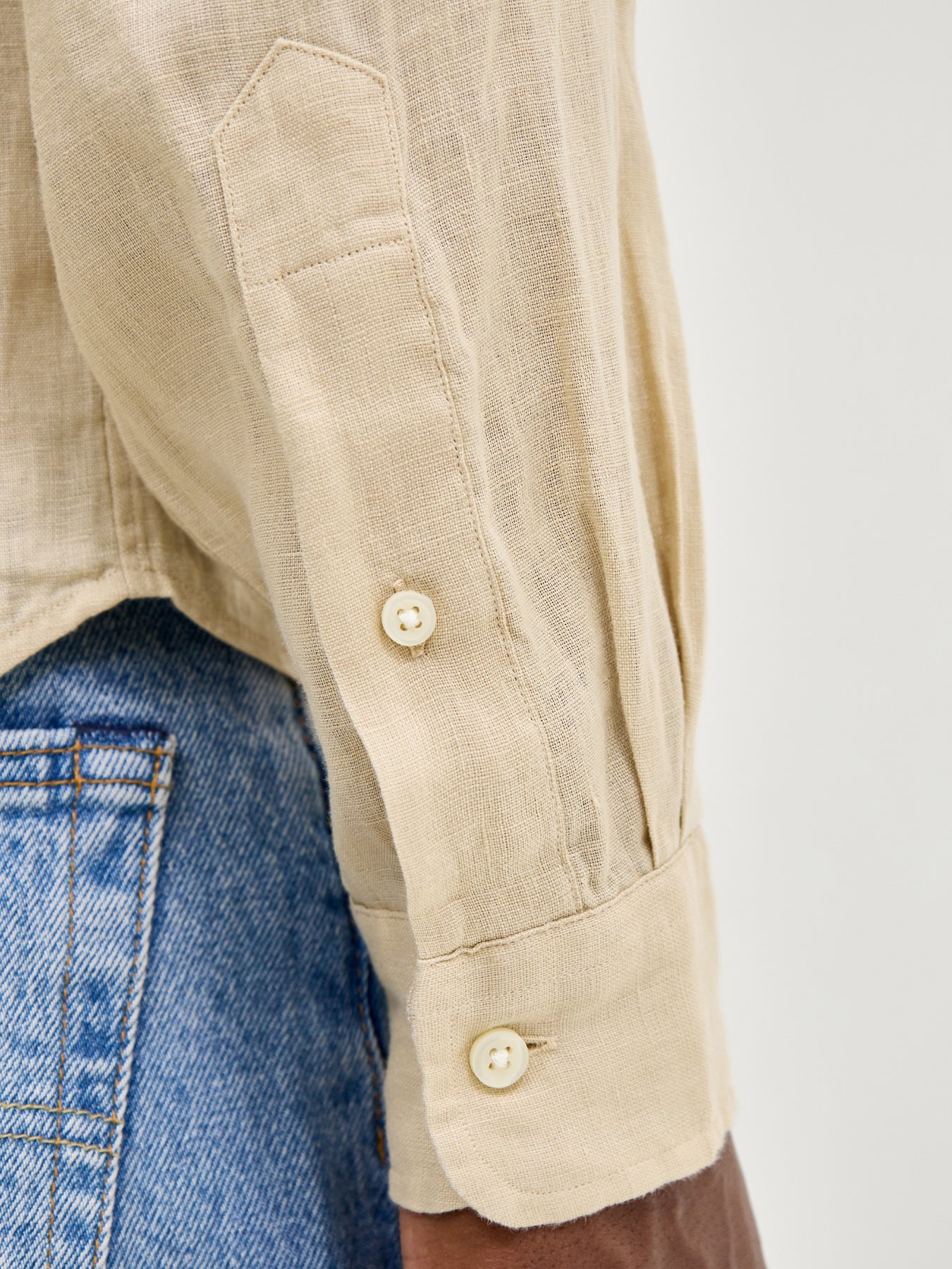 Custom Fit Linen Shirt Beige - Image 3