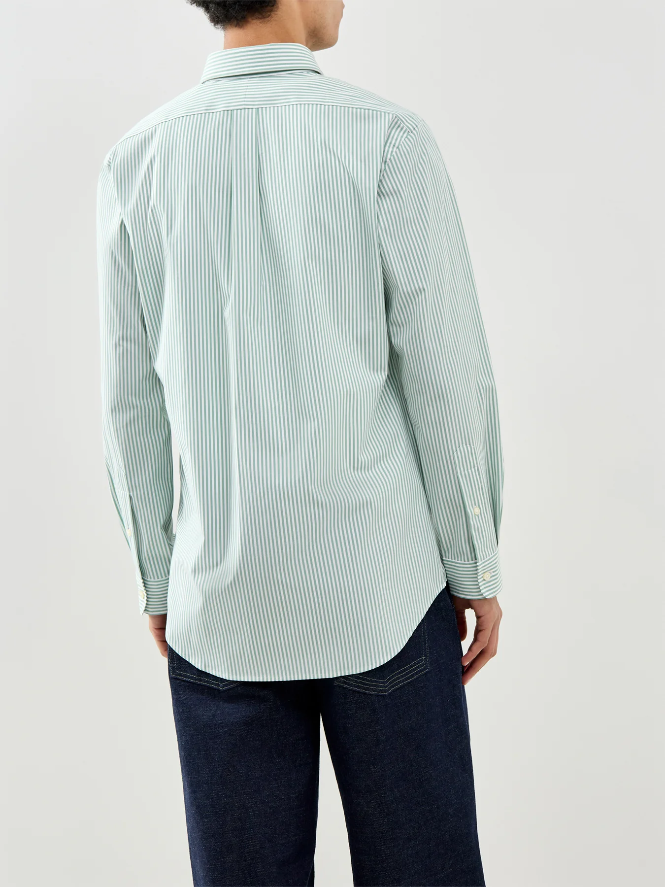Custom Fit Stripe Poplin Shirt Faded Mint White - Image 5