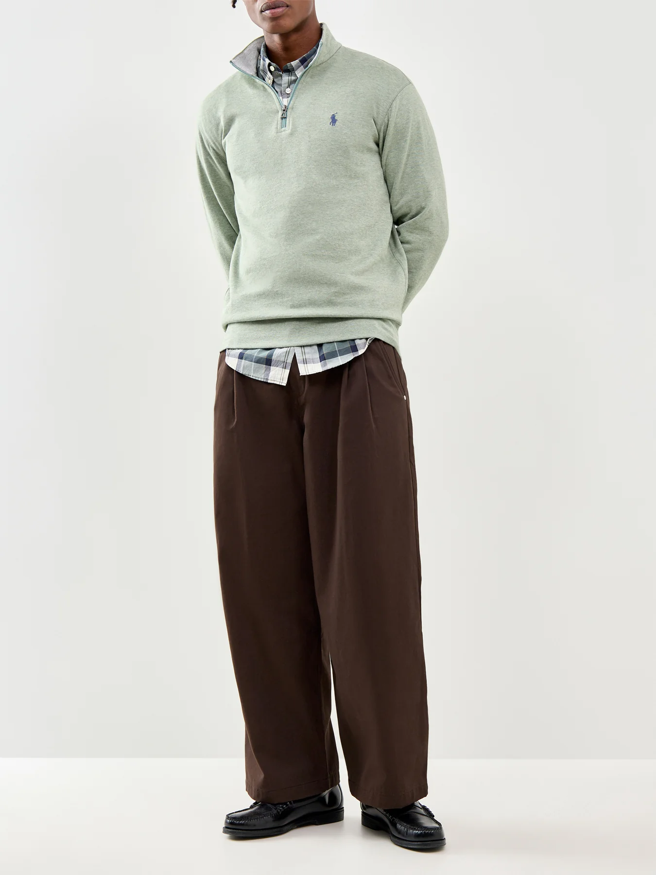Double Knit Quarter Zip Sweatshirt Green - Image 2