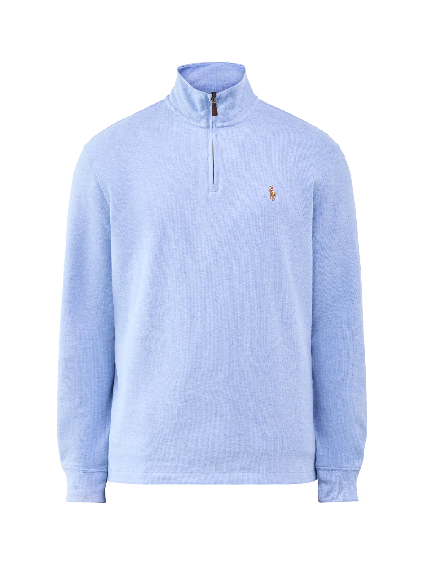 Ribbed Cotton Quarter Zip Sweatshirt Blue