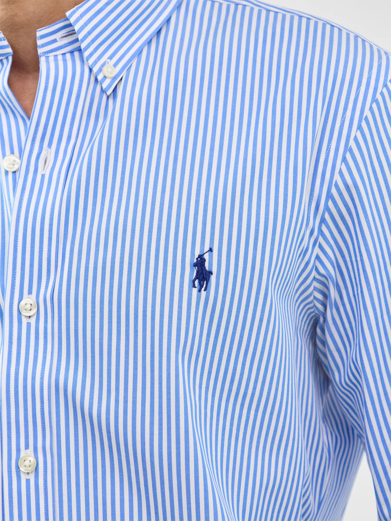 Slim Fit Stripe Poplin Shirt Light Blue White - Image 3