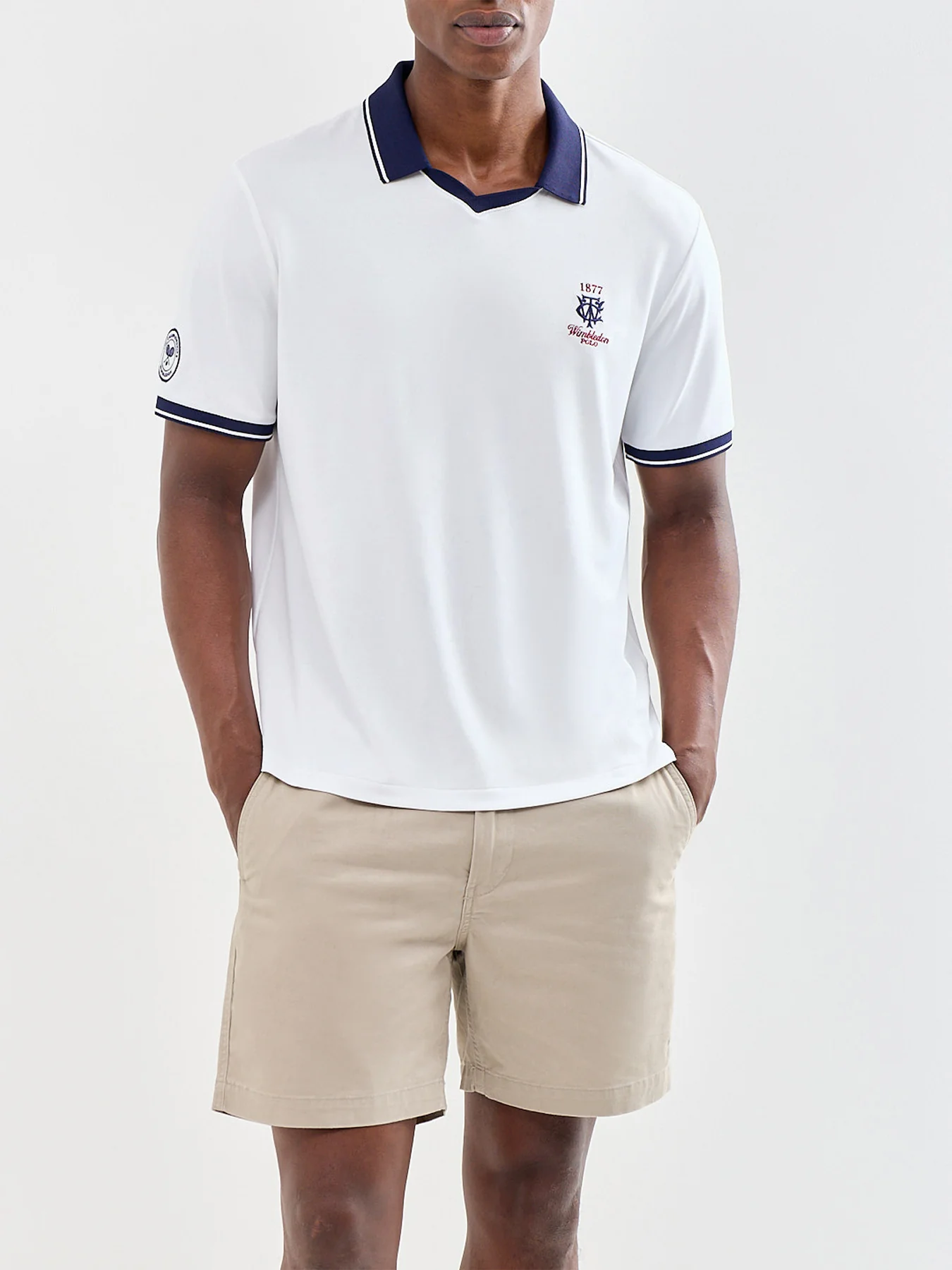 Wimbledon Open Neck Polo Shirt White - Image 4