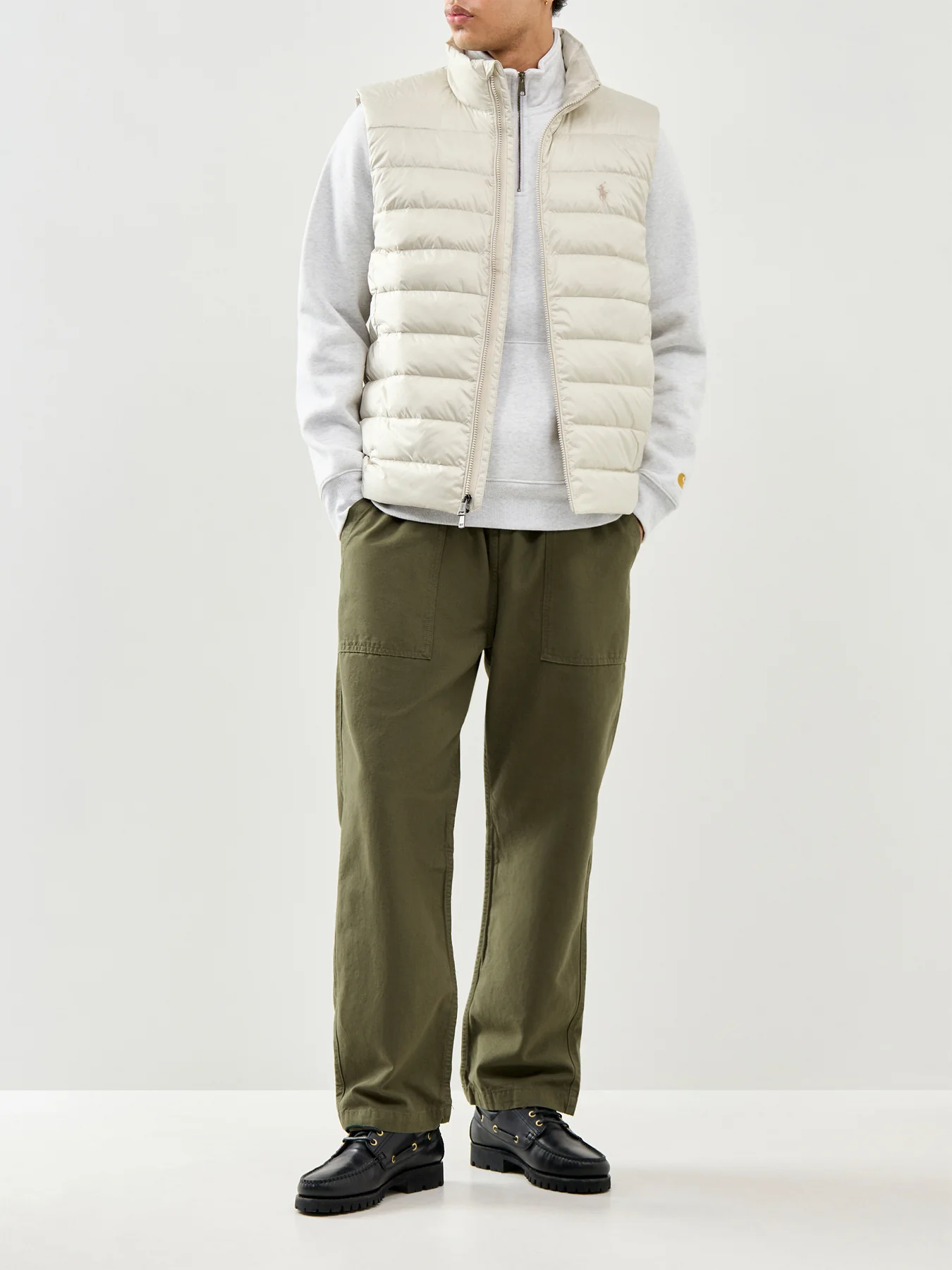 Woven Puffer Gilet Basic Sand - Image 2