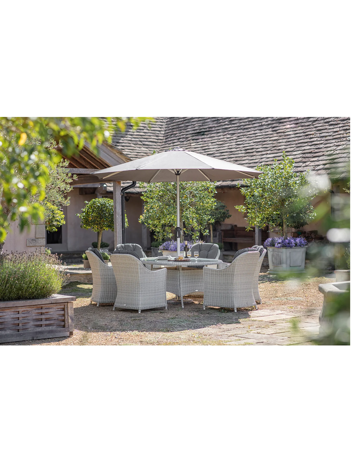 Monterey Rattan Garden Dining Set Grey - Image 2