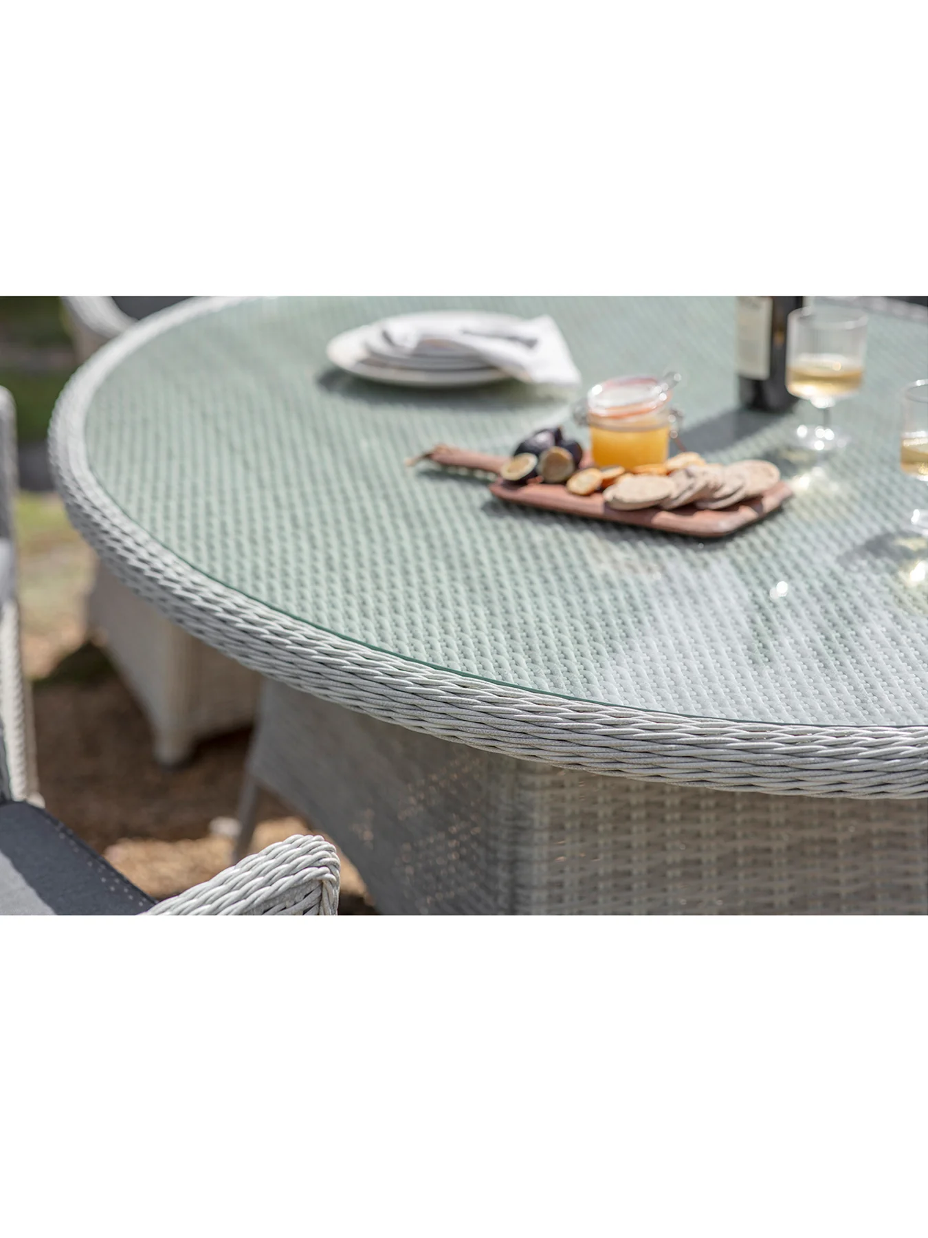 Monterey Rattan Garden Dining Set Grey - Image 5