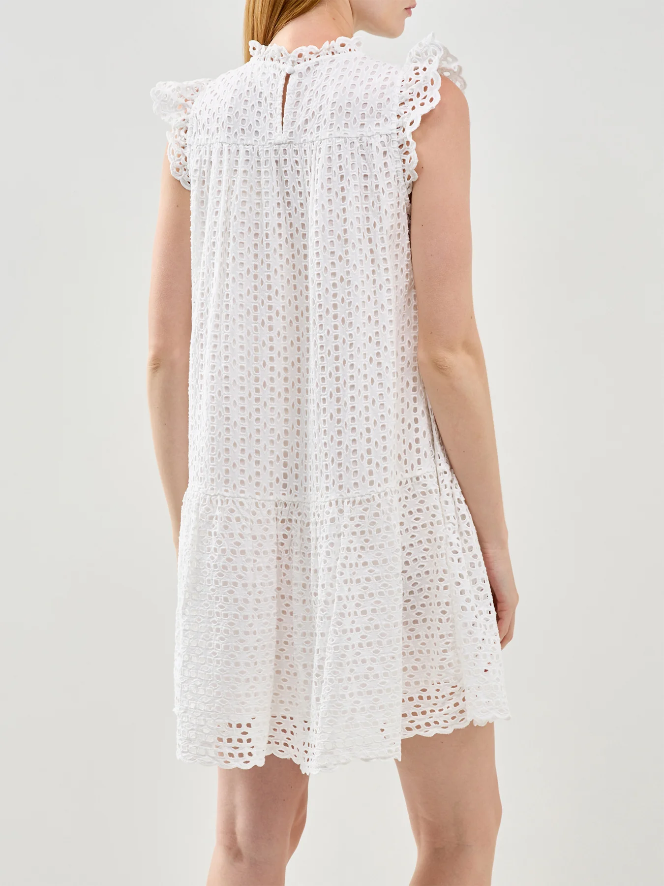 White Broderie Mini Dress White - Image 5