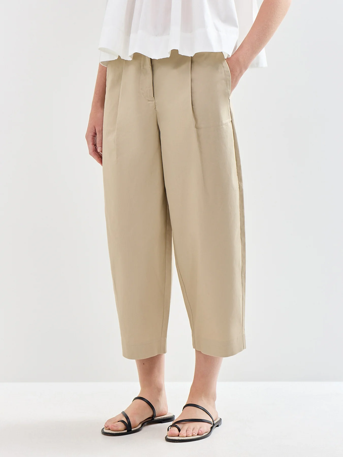 Carmen High Waist Cropped Pant Beige - Image 4