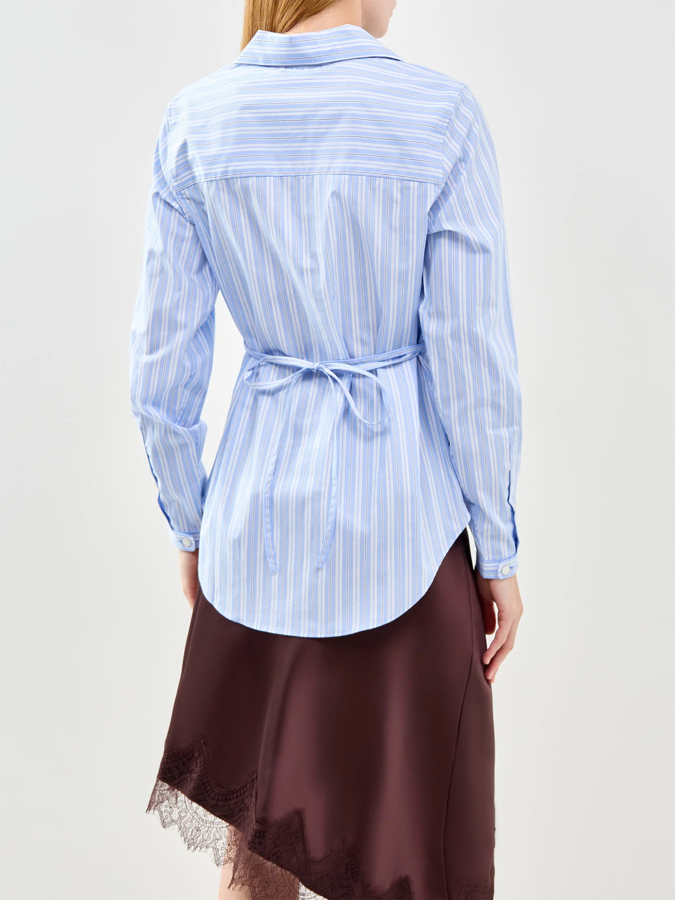 Helga Regular Long Sleeve Tie Shirt Blue - Image 4