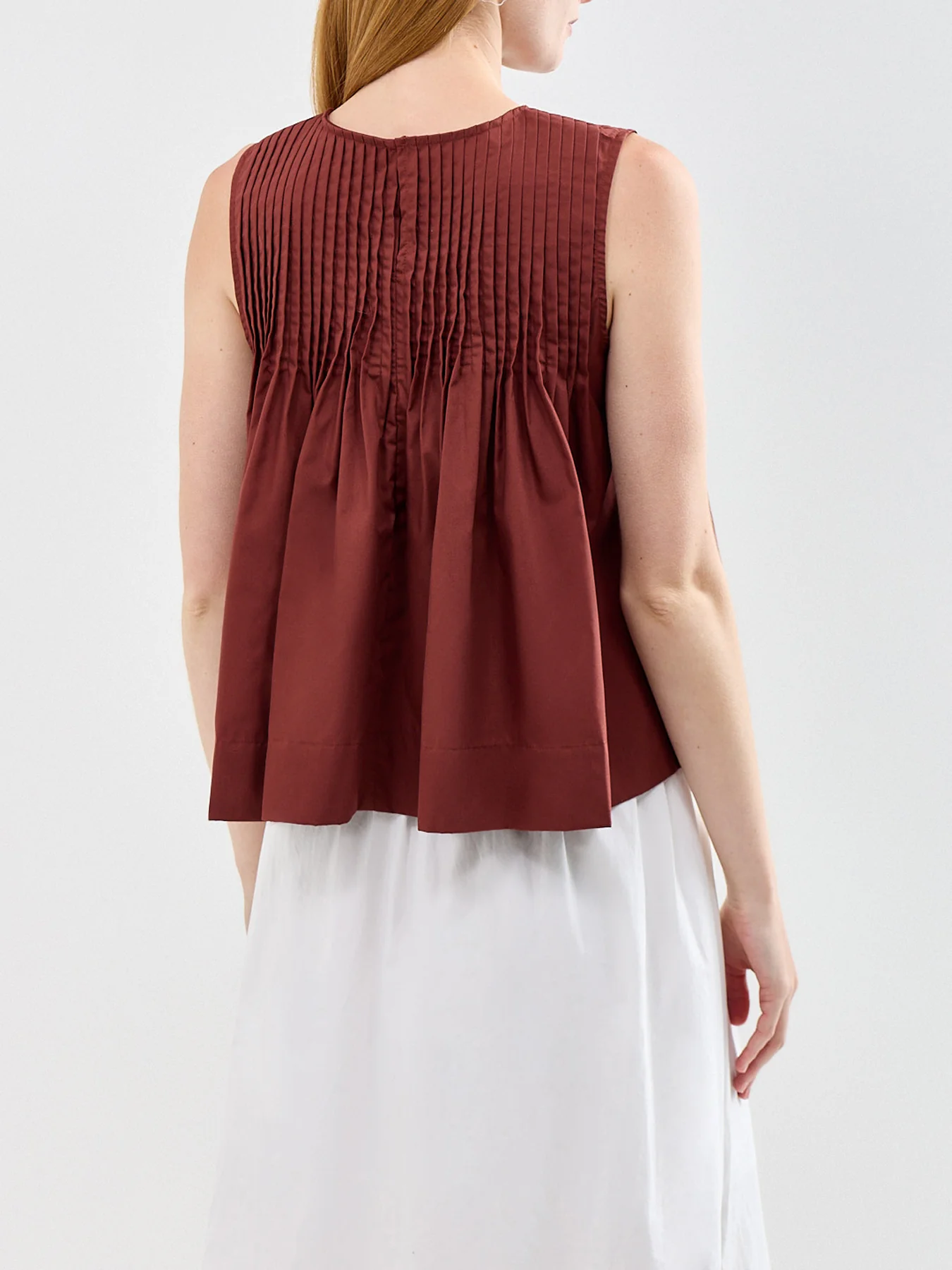Sophia Sleeveless Pleated Top Brown - Image 5