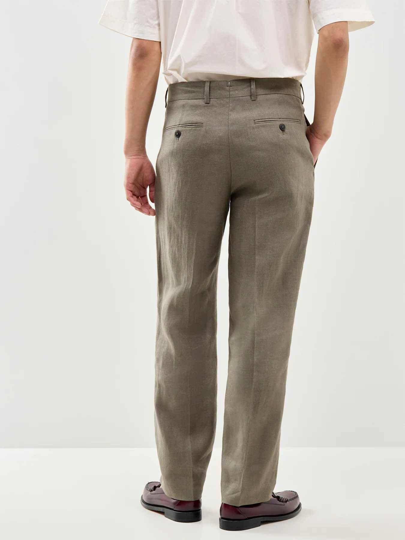Baird Linen Trousers Olive - Image 5