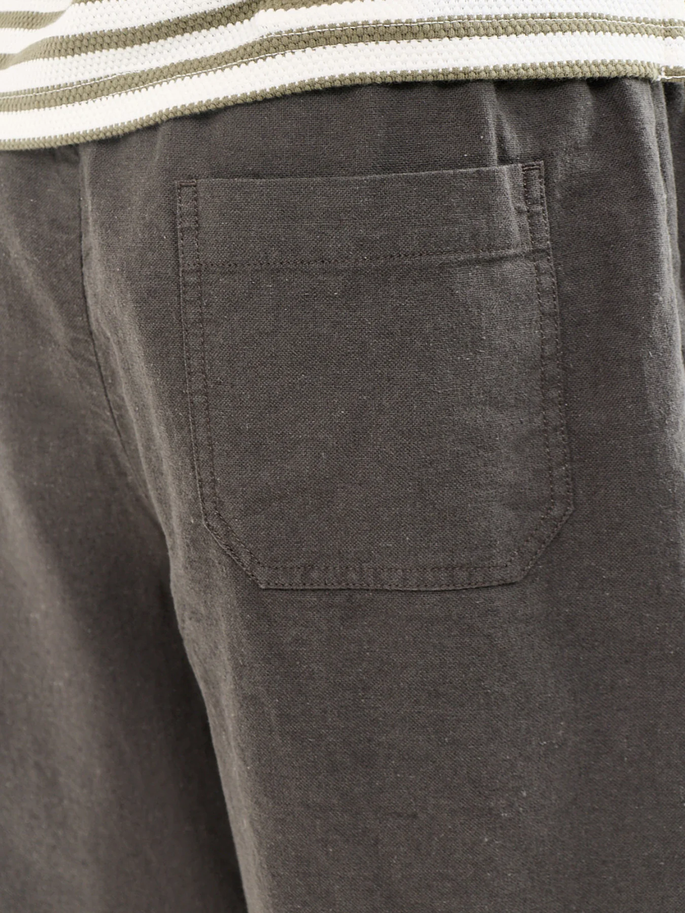 Harvey Regular Fit Linen Blend Shorts Brown - Image 3