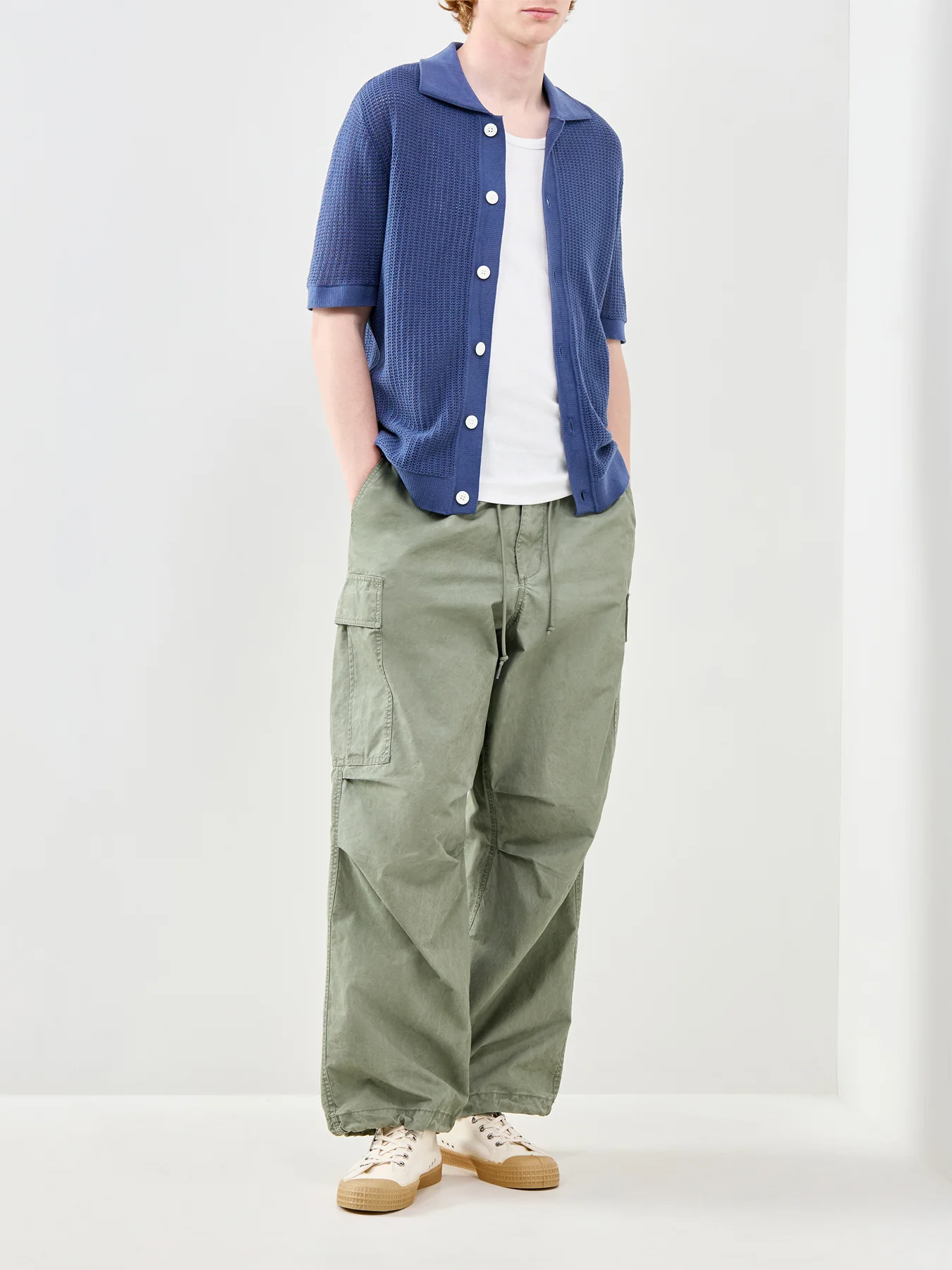 Shane Open Structure Polo Cardigan Blue - Image 2
