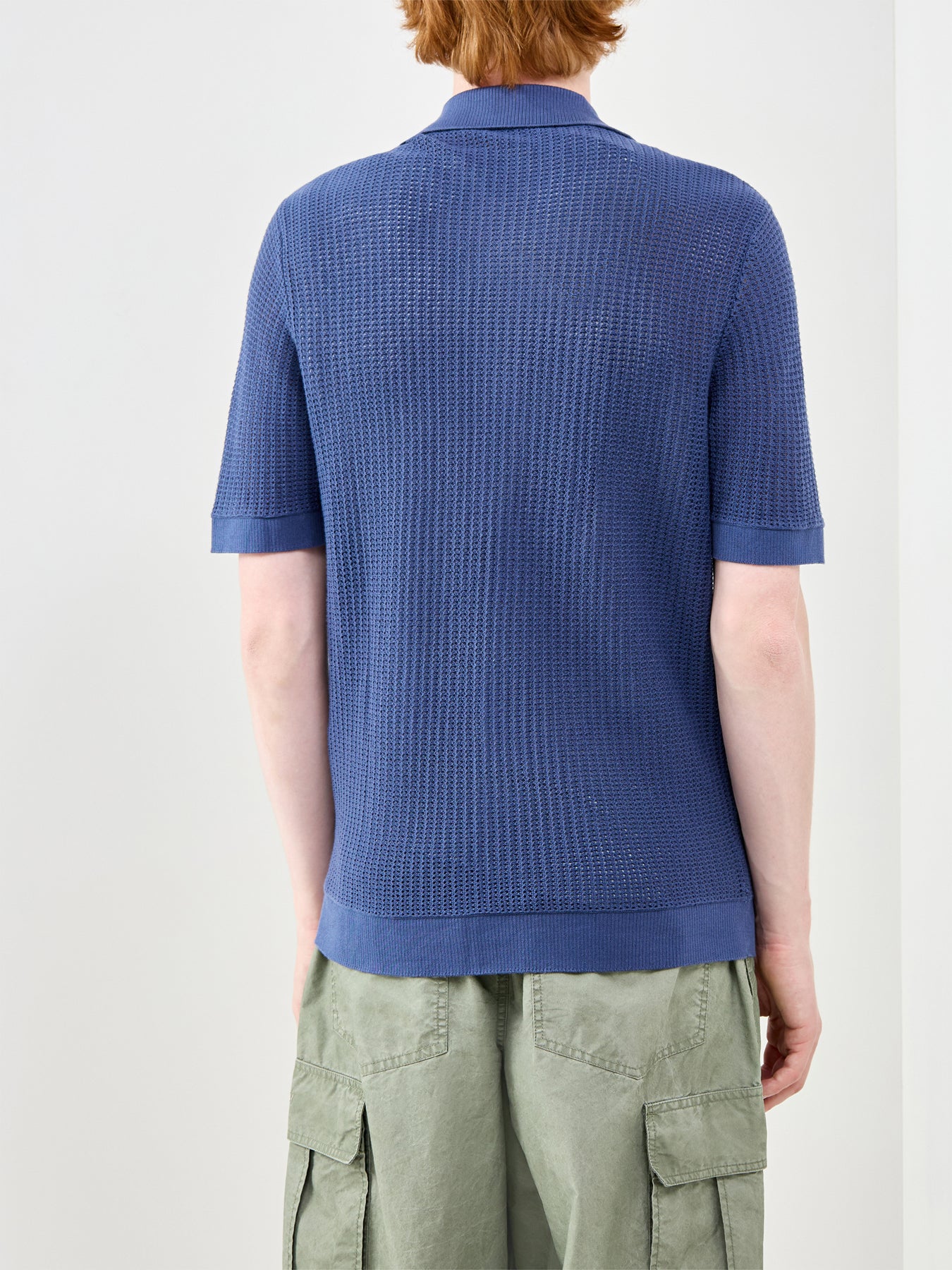 Shane Open Structure Polo Cardigan Blue - Image 5