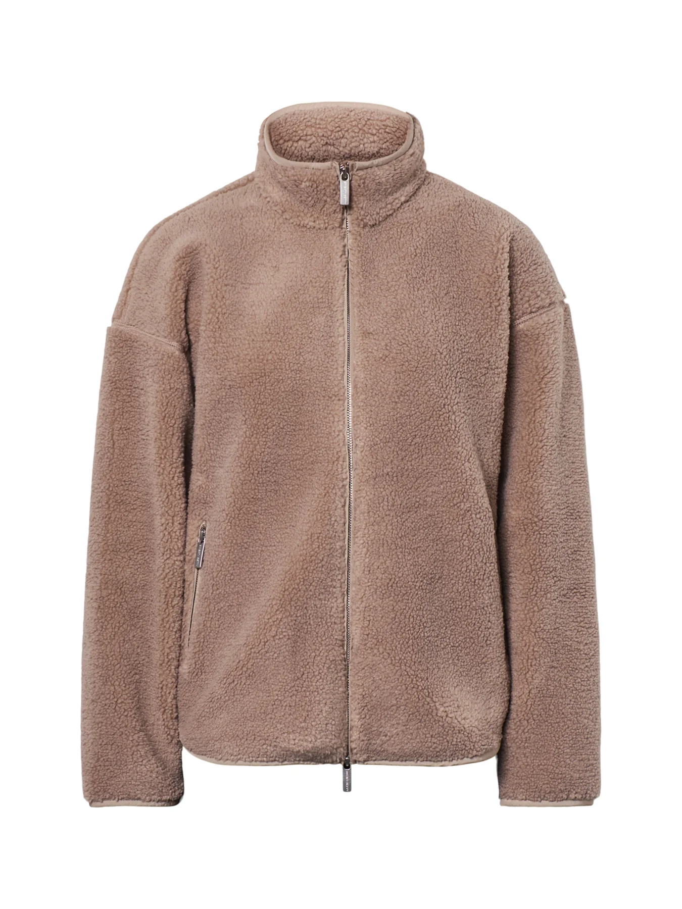 Textured Plush Zip-Up Jacket Beige