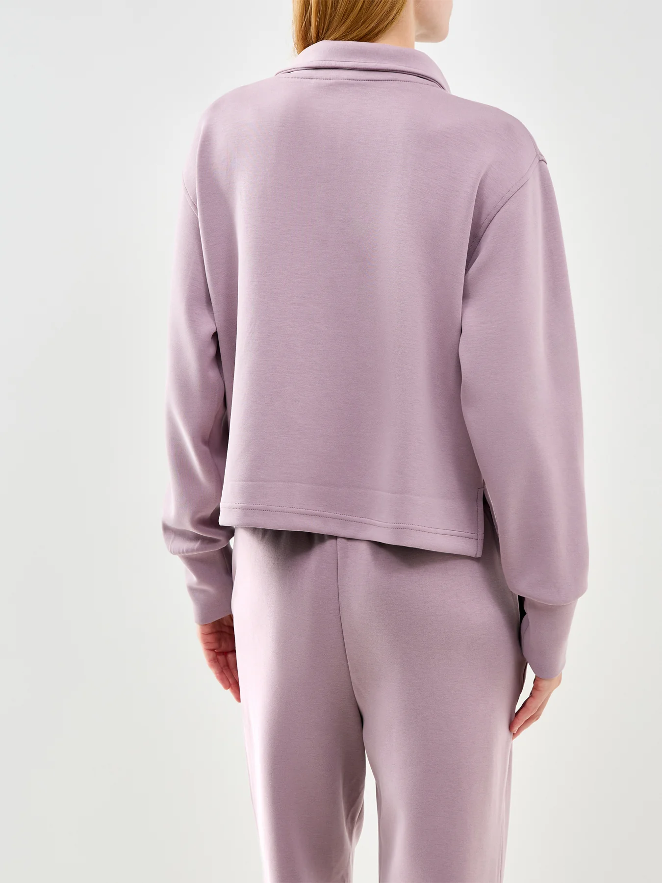 Sand Wash Half Zip Crop Sweatshirt Purple - Image 5