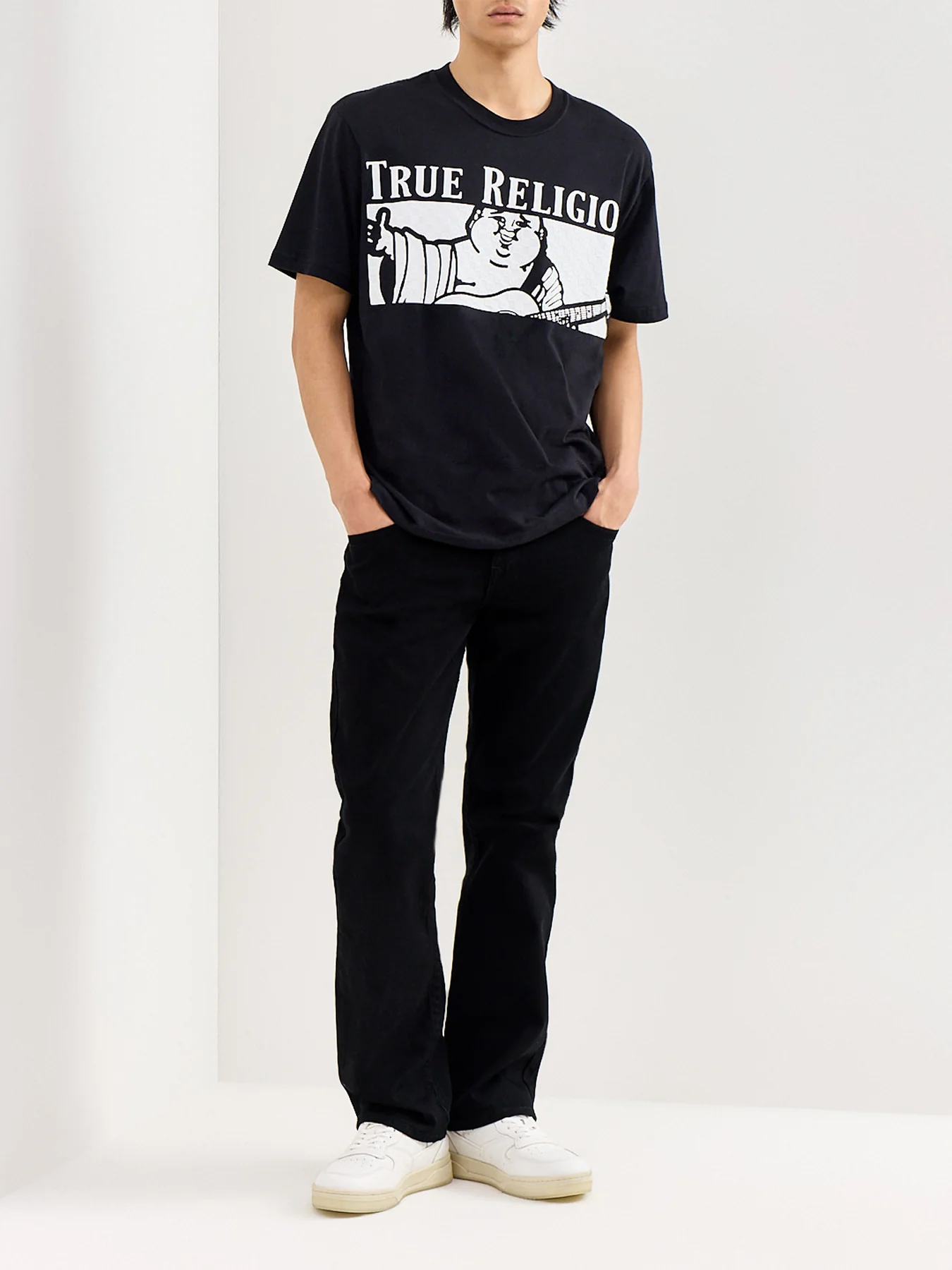 Checkered Buddha T-Shirt Black - Image 2