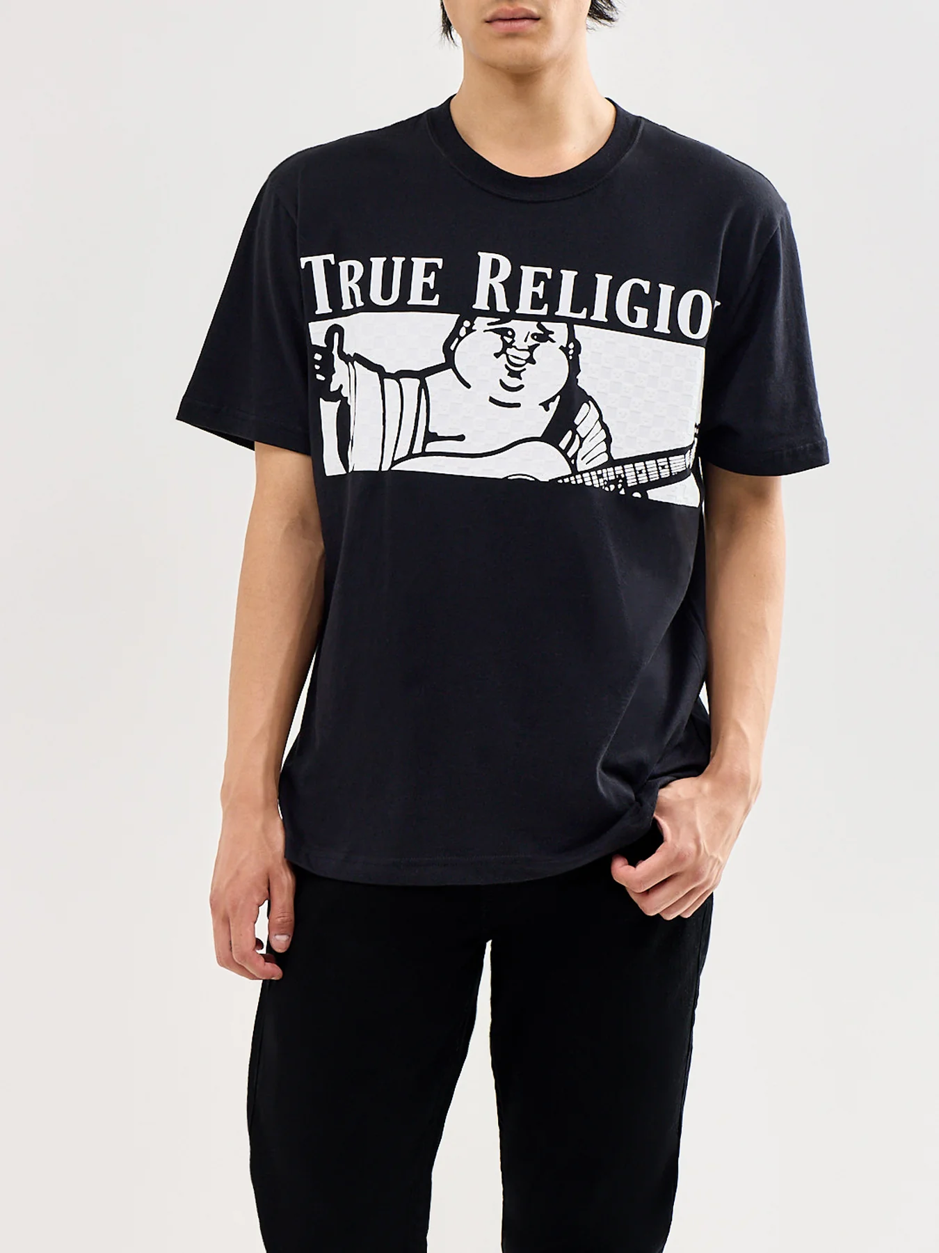 Checkered Buddha T-Shirt Black - Image 4