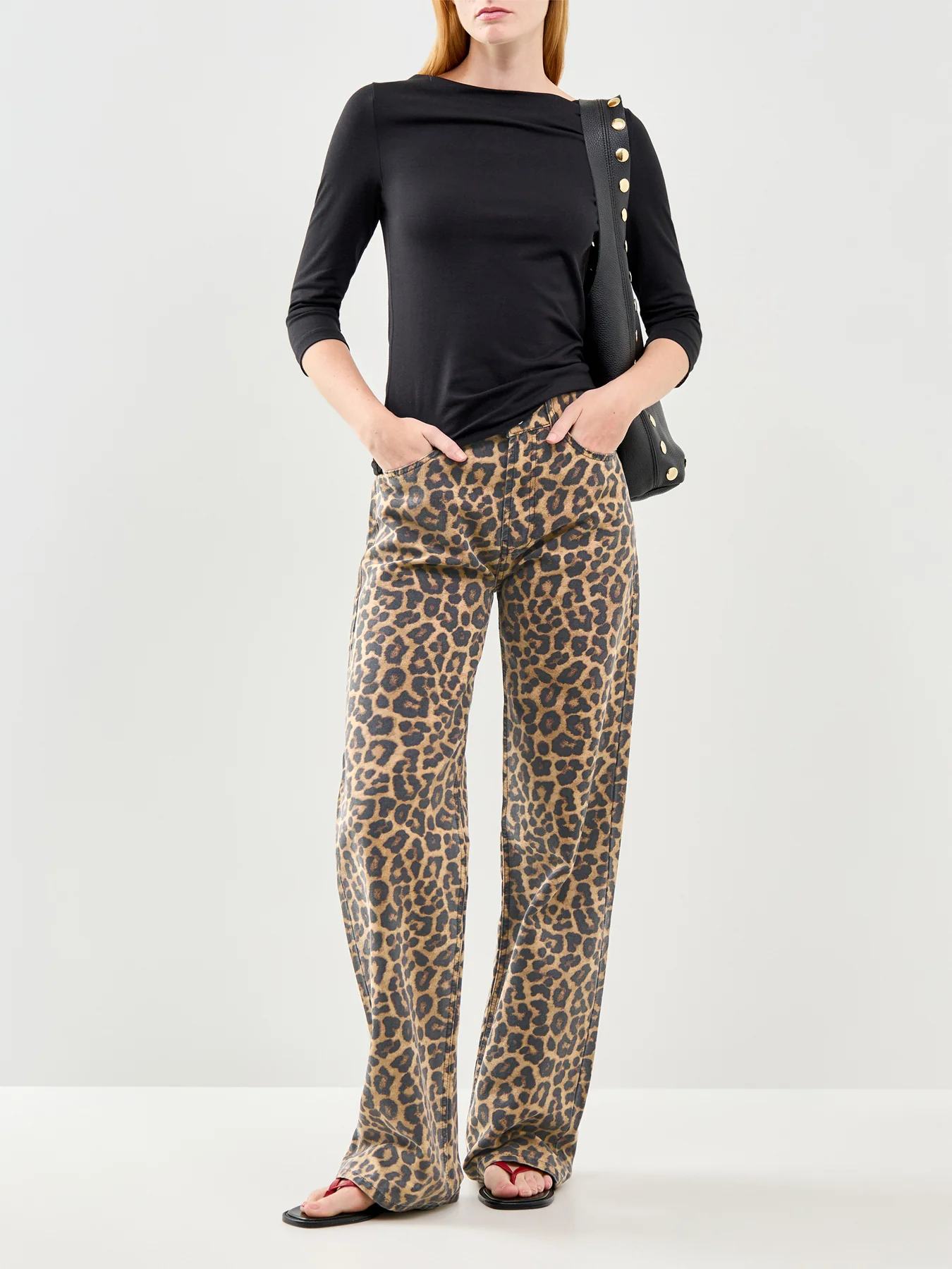 Panda Modal Three Quarter Sleeve Top Black - Image 2