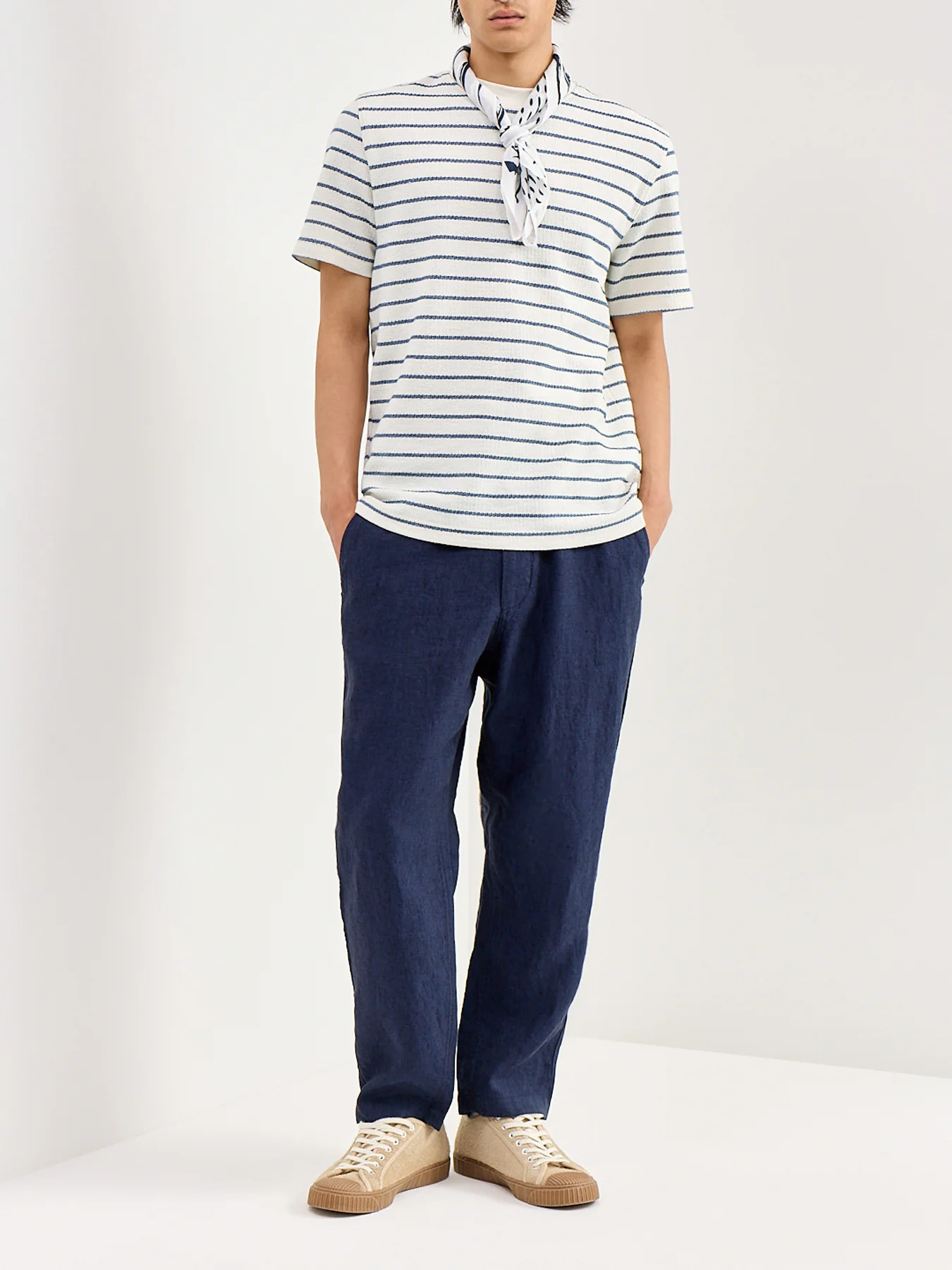 Kurt Linen Trousers Navy - Image 2