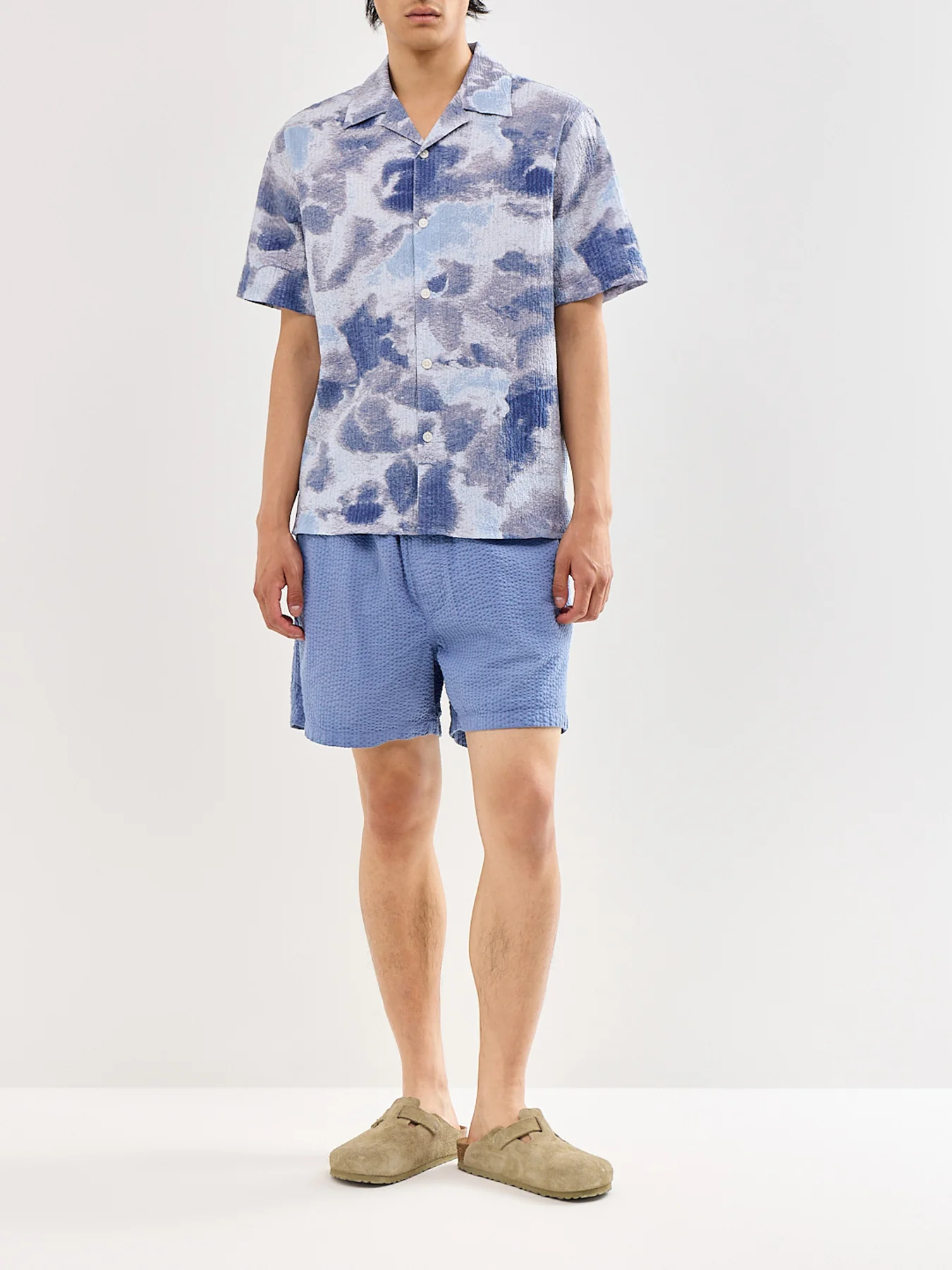 Mescal Cotton Seersucker Shorts Blue - Image 2