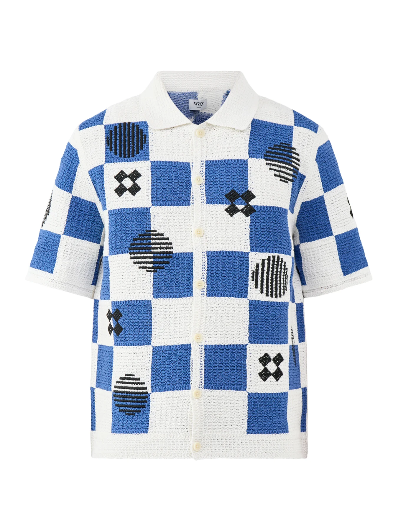 Porto Crochet Shirt Ecru Blue