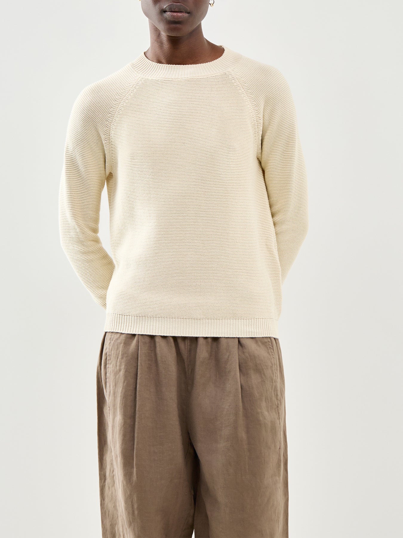 Aere Crew Neck Sweater Cream - Image 4