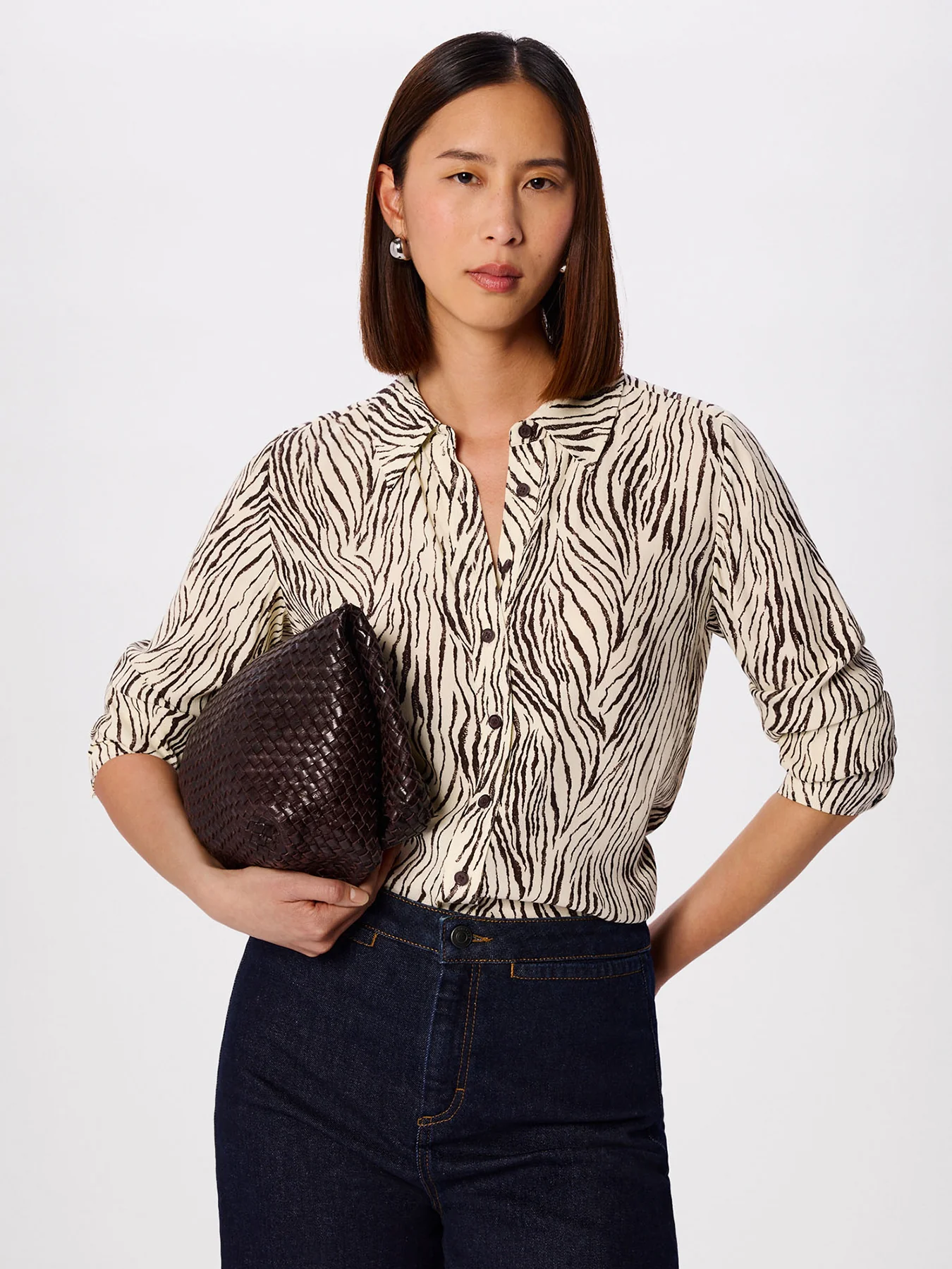 Zebra Button Through Shirt Brown - Image 4