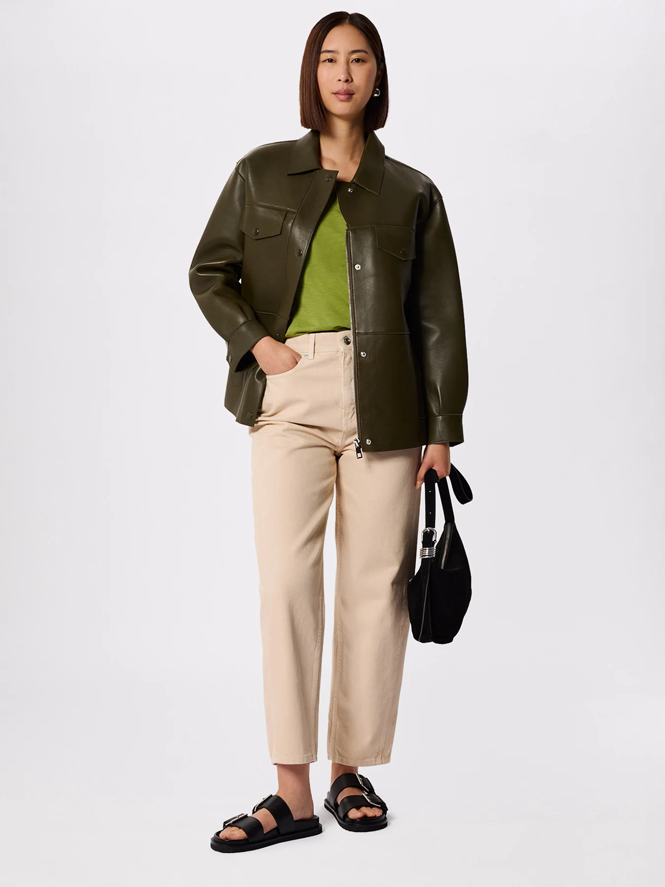 Willa V-Neck Cap Sleeve Tee Green - Image 2