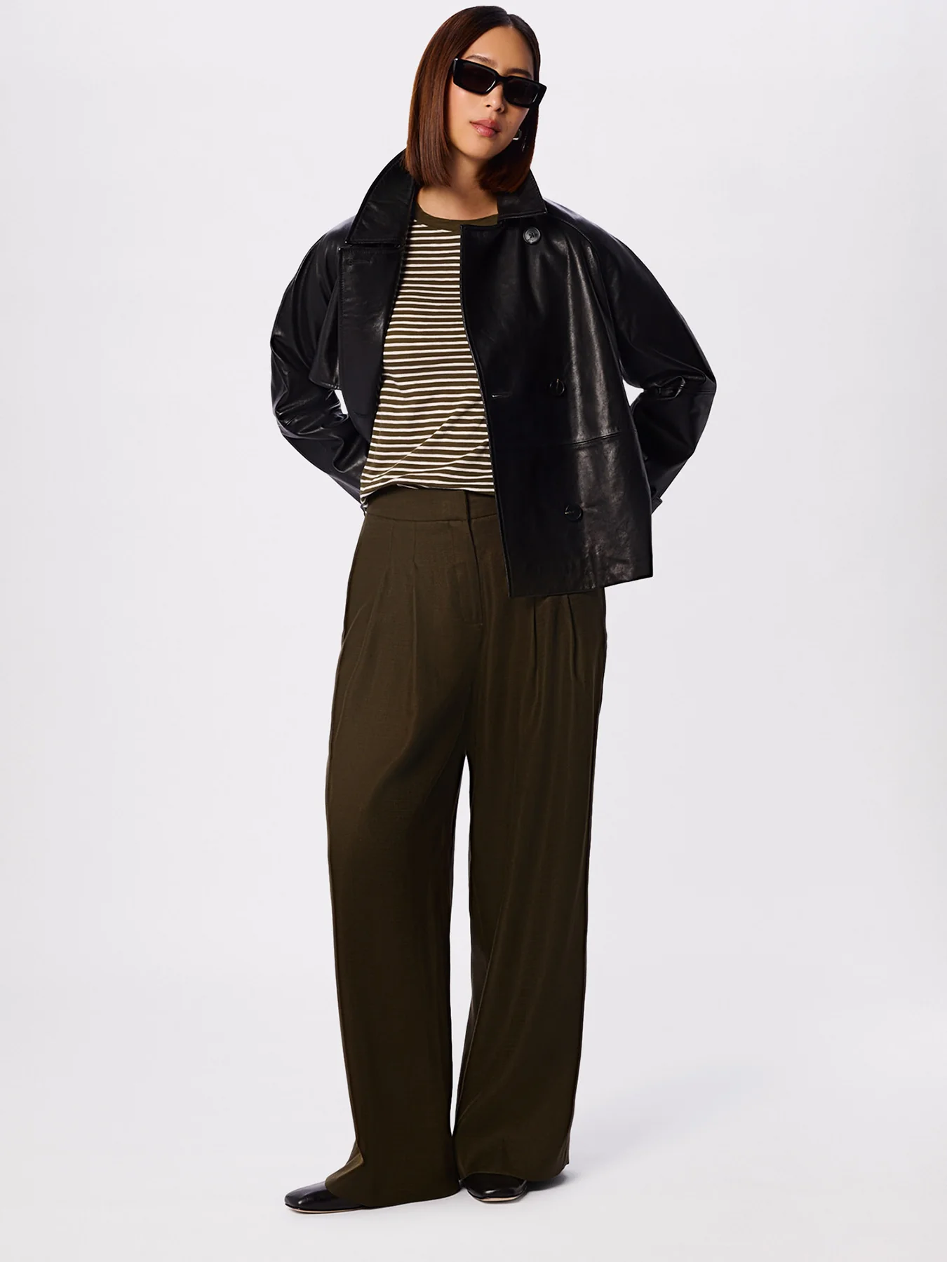 Stripe Crew Neck Pocket Top Green - Image 2
