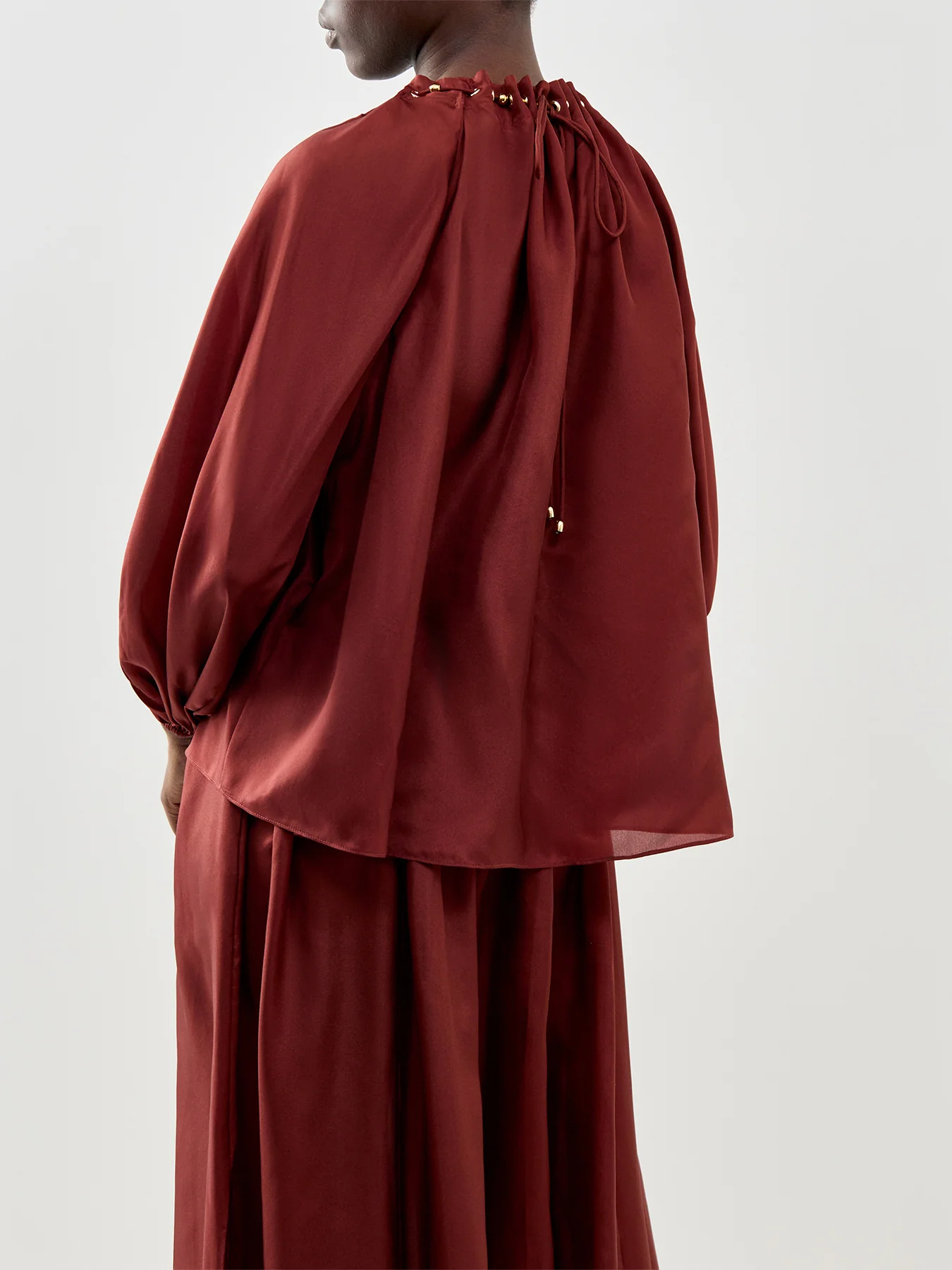 Aster Gathered Bead Blouse Burgundy - Image 5