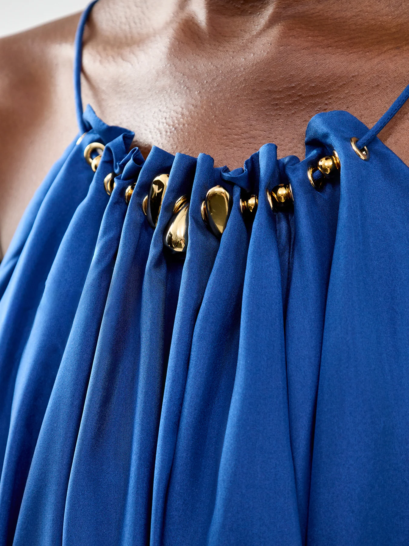 Aster Gathered Bead Maxi Dress Navy - Image 3